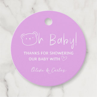 Oh Baby Beer en Hart Dank U Baby shower Bedankjes Labels