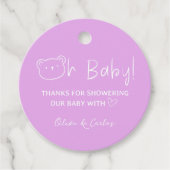 Oh Baby Beer en Hart Dank U Baby shower Bedankjes Labels (Voorkant)