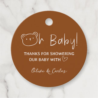 Oh Baby Beer en Hart Dank U Baby shower Bedankjes Labels