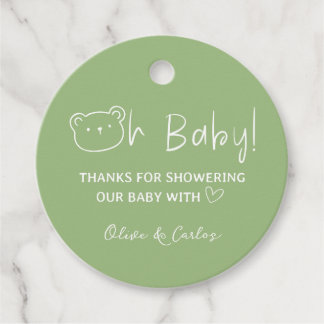 Oh Baby Beer en Hart Dank U Baby shower Bedankjes Labels