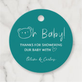 Oh Baby Beer en Hart Dank U Baby shower Bedankjes Labels (Voorkant)
