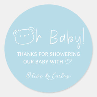 Oh Baby Beer en Hart Dank U Baby shower Ronde Sticker