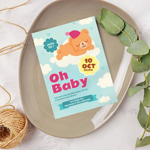 Oh Baby! Beer-thema Schattige Baby shower Uitnodig Kaart