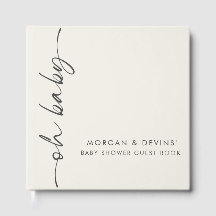 Oh Baby Beige Baby Shower Guest Book