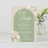 Oh baby beige ballonboog minimalistisch simpel kaart (Staand voorkant)