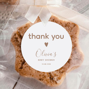 Oh Baby Beige Dank u Baby shower Ronde Sticker