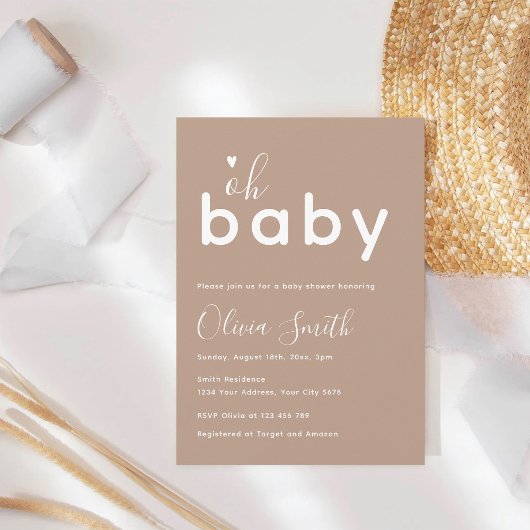 Oh Baby Beige Feest Kaart