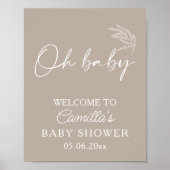 Oh Baby Beige Genderneutraal Modern Baby shower Poster (Voorkant)