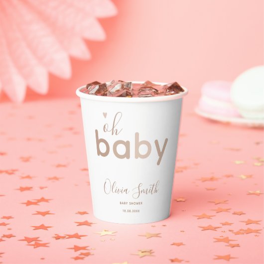 Oh Baby Beige Neutral Papieren Bekers (Insitu)