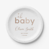 Oh Baby Beige Neutral Papieren Bordje (Voorkant)