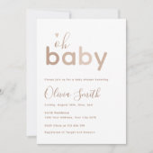 Oh Baby Beige Neutrale Babyborrel Kaart (Voorkant)