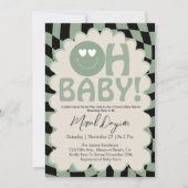 Oh Baby Beige & Sage Groovy Neutral Baby Shower Kaart (Voorkant)