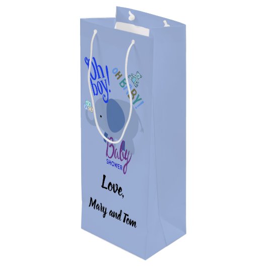 Oh Baby! betoverend Baby shower Wijn Cadeautas (Achterkant Gekanteld)