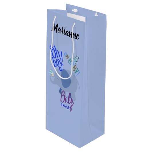 Oh Baby! betoverend Baby shower Wijn Cadeautas (Voorkant Gekanteld)
