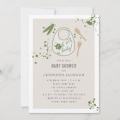 Oh Baby Bib Peas Fork Spoon Unisex Baby shower Kaart (Voorkant)