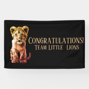 Oh Baby Big Cat Cub Grey 2 regels Aangepaste tekst Spandoek