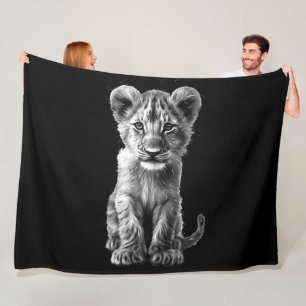 Oh Baby Big Cat Cub Grey Fleece Deken