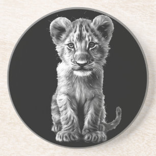 Oh Baby Big Cat Cub Grey Zandsteen Onderzetter