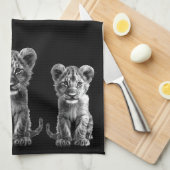 Oh Baby Big Cat Grey Cub Zwart Theedoek (Quarter Fold)