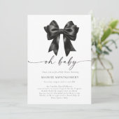 Oh Baby Black Coquette Bow Baby shower Invitation Kaart (Staand voorkant)