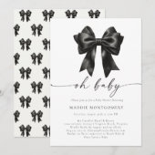 Oh Baby Black Coquette Bow Baby shower Invitation Kaart (Voorkant / Achterkant)