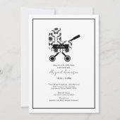 Oh Baby Black Damask Pram Baby shower Kaart (Voorkant)