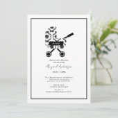 Oh Baby Black Damask Pram Baby shower Kaart (Staand voorkant)
