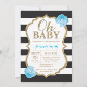 Oh Baby Black en Gold Baby shower Uitnodiging (Voorkant)