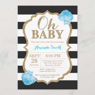 Oh Baby Black en Gold Baby shower Uitnodiging