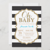 Oh Baby Black en Gold Baby shower Uitnodiging (Voorkant)