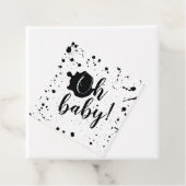Oh Baby Black Paint Splatter Unisex Baby shower Bedankjes Labels (In situ)