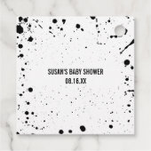 Oh Baby Black Paint Splatter Unisex Baby shower Bedankjes Labels (Achterkant)