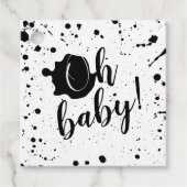 Oh Baby Black Paint Splatter Unisex Baby shower Bedankjes Labels (Voorkant)