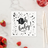 Oh Baby Black Paint Splatter Unisex Baby shower Servet (Insitu)