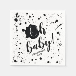 Oh Baby Black Paint Splatter Unisex Baby shower Servet