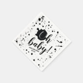 Oh Baby Black Paint Splatter Unisex Baby shower Servet (Hoek)