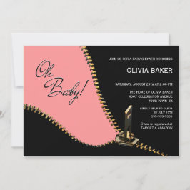 Oh Baby Black Roze met Gold Zipper Baby shower Kaart