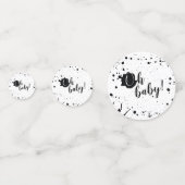 Oh Baby Black + White Splatter Unisex Baby shower Confetti (Voorkanten)