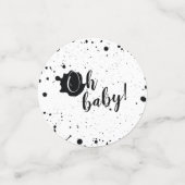 Oh Baby Black + White Splatter Unisex Baby shower Confetti (Kleine voorkant)