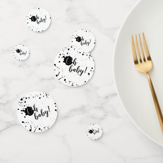 Oh Baby Black + White Splatter Unisex Baby shower Confetti (Groep)