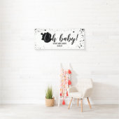 Oh Baby Black + White Splatter Unisex Baby shower Spandoek (Insitu)