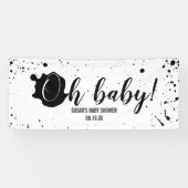 Oh Baby Black + White Splatter Unisex Baby shower Spandoek (Horizontaal)