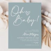Oh Baby Blauw Baby shower Invitation Minimalist Kaart