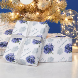 Oh Baby blauw bloemig baby shower Cadeaupapier