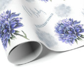 Oh Baby blauw bloemig baby shower Cadeaupapier (Rol Hoek)