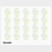 "Oh Baby" Blauw en Groen Waterverf Baby shower Ronde Sticker (Vel)