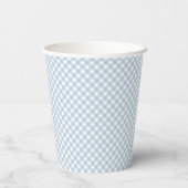 Oh baby blauw gingham gepersonaliseerd baby shower papieren bekers (Achterkant)
