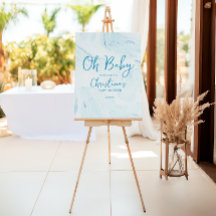 Oh Baby Blauw Marmer Welkomstbord Foam Core Board