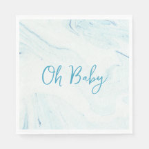Oh Baby Blauw Marmeren Jongen Baby shower Papier S