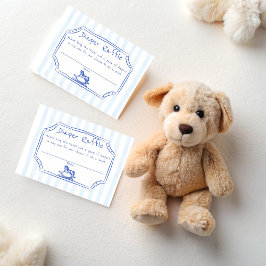 Oh baby blauw schommelend paard schets luier verlo informatiekaartje